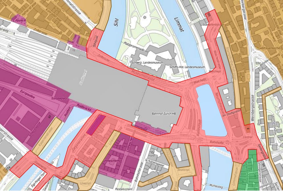 In den rot-markierten Gebieten soll neu Tempo 30 gelten.