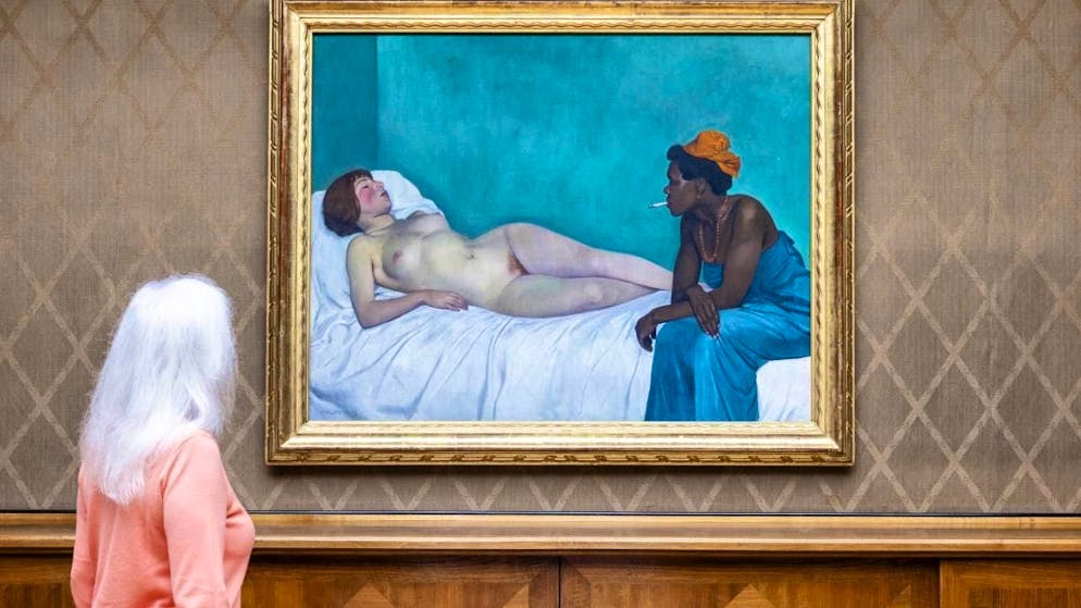 Felix Vallotton's famous painting "La blanche et la noire" from 1913 - shown here at the presentation of the newly renovated Villa Flora in Winterthur - can now be seen in a major retrospective to mark the 100th anniversary of the artist's death at the Musée Cantonal des Beaux-Arts in his birthplace of Lausanne.