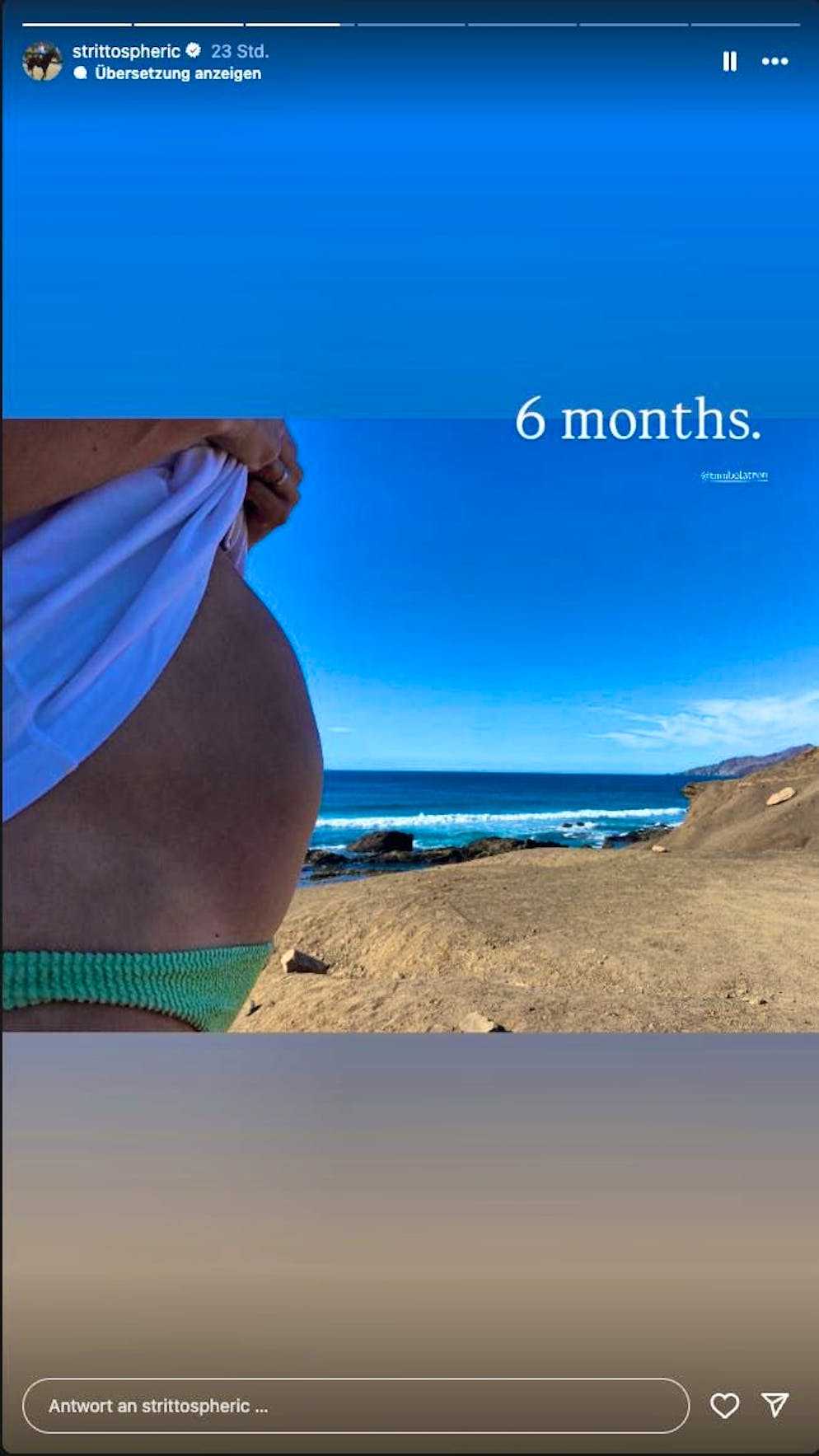 Former model Nadine Strittmatter announces her pregnancy shortly after her wedding.