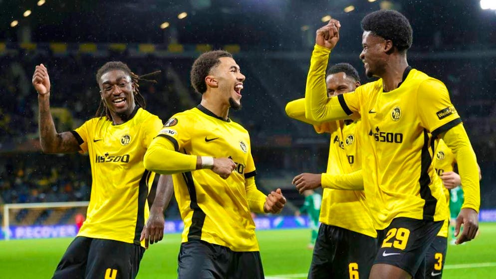 The Young Boys celebrate a 3:2 victory