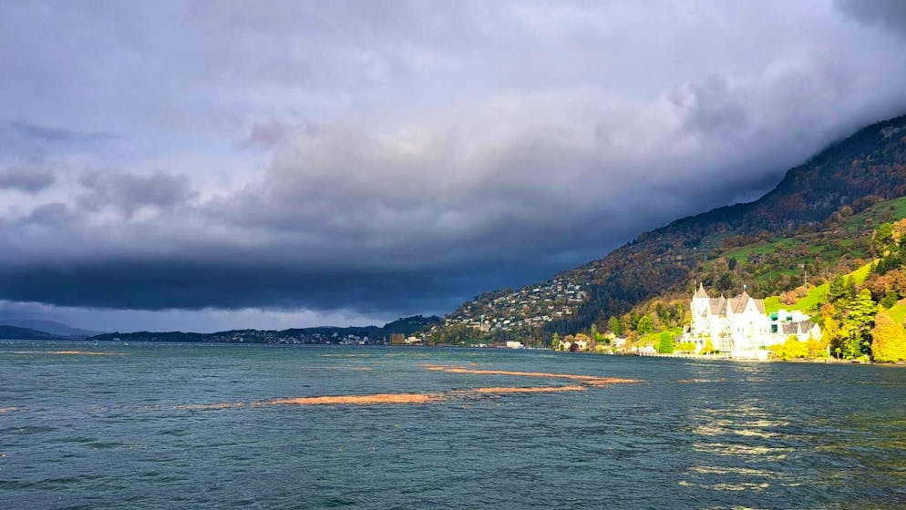 Gloomy clouds over Lake Lucerne in Vitznau LU