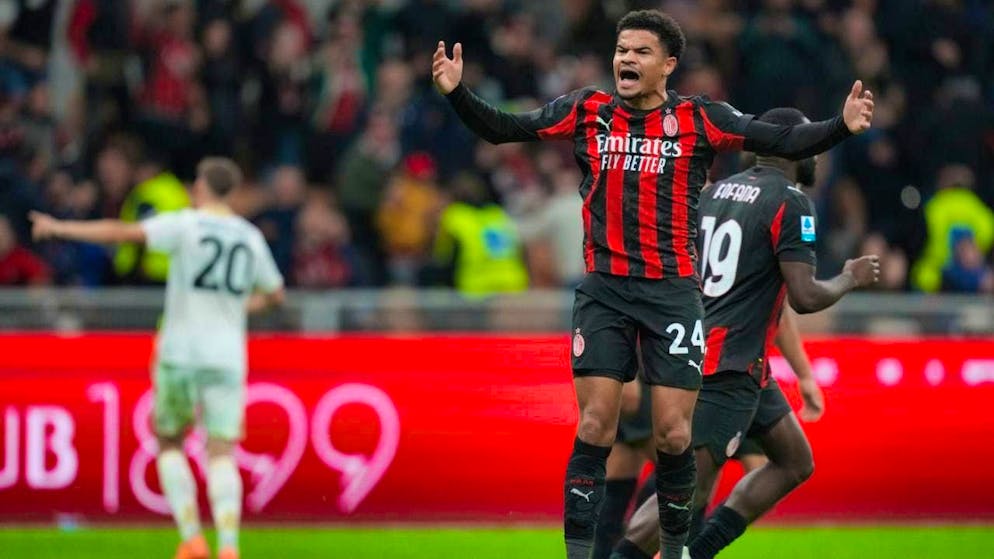 Zachary Athekame celebrates his first goal in Serie A