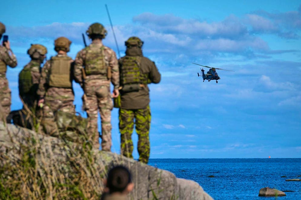 Soldiers during the multinational exercise "Lightning" in Estonia.
