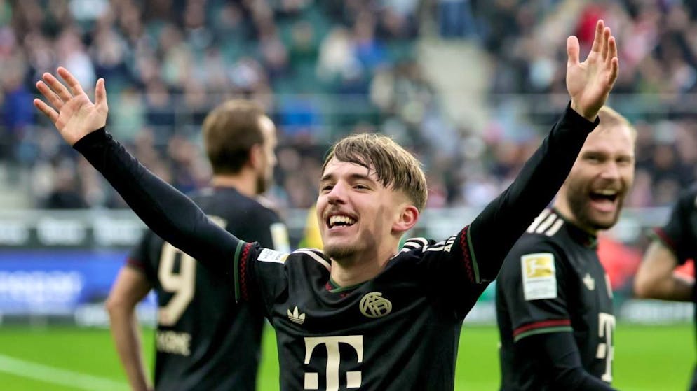 Das Bayern-Talent Lennart Karl nutzte den Kurzauftritt in Mönchengladbach für ein weiteres Tor