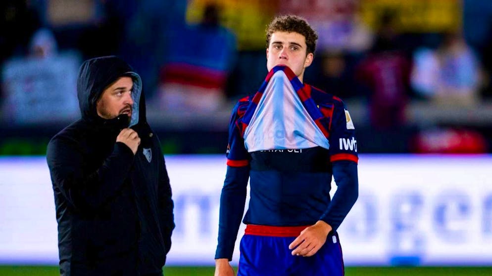 The disappointment is written all over the faces of Xherdan Shaqiri and Andrej Bacanin after the 5-1 defeat