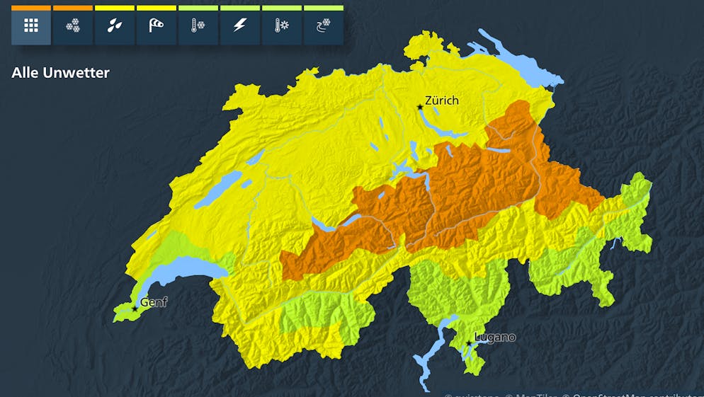 Die Schneefallgrenze steigt am Montag von 1000 auf rund 1600 Meter.