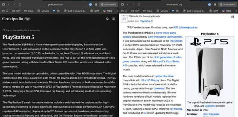 Some articles are rewritten Wikipedia texts.