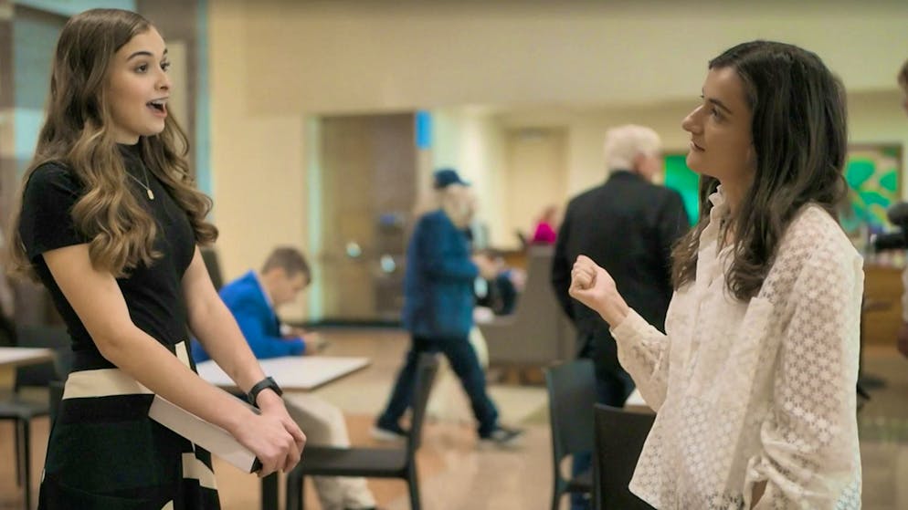 At just 16 years old, Hannah Faulkner (left) is pretty sure that emancipated women are pretty bad for society.