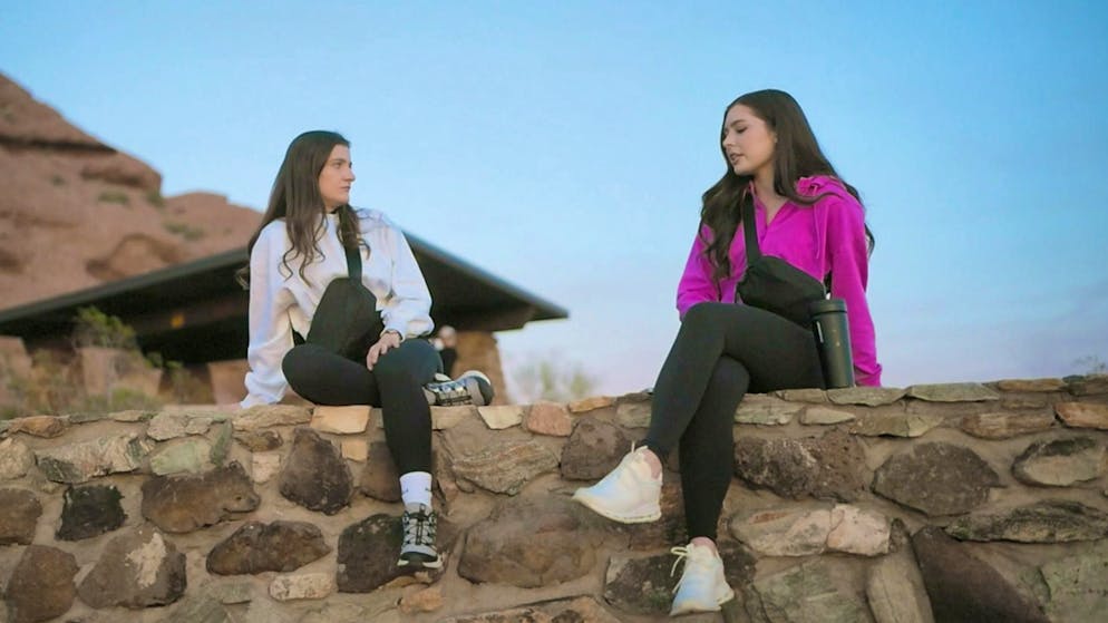 BBC journalist Layla Wright learns from influencer Morgonn McMichael (right) that women who pursue a career are "a departure from our nature".