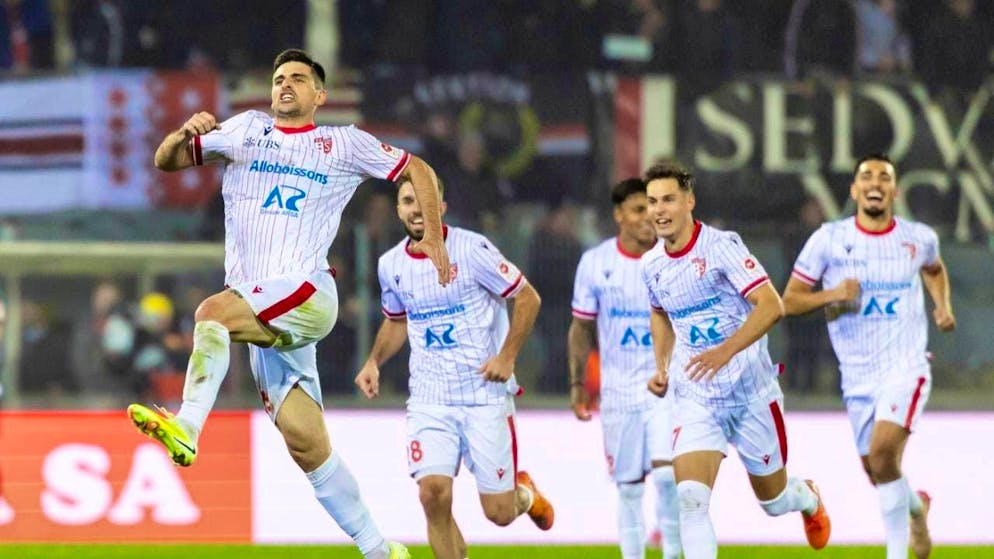 Matchwinner Rilind Nivokazi celebrates twice against St. Gallen