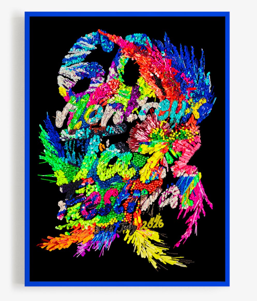 L'affiche de la 60e édition du Montreux Jazz Festival (MJF) est une création brodée conçue par l'artiste valaisan Kévin Germanier. (© Germanier) / MJF