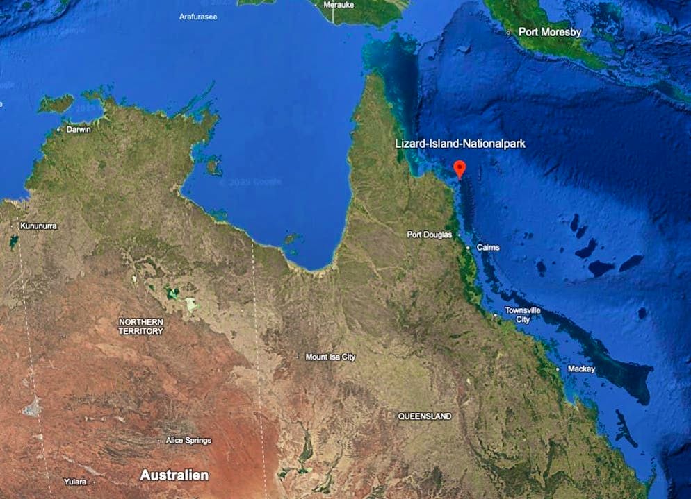 The red dot marks Lizard Island.