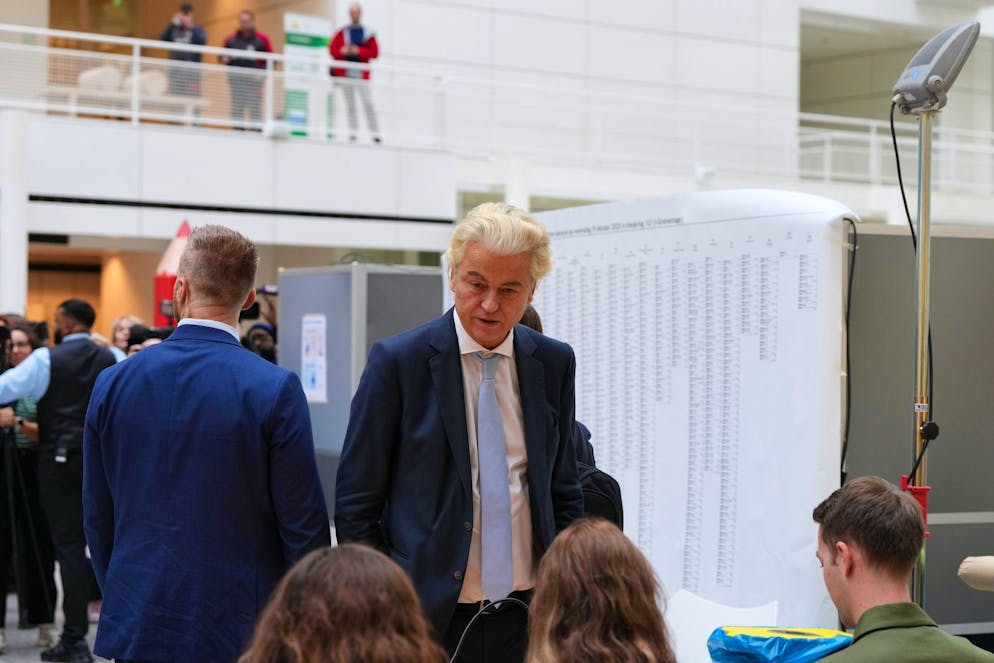 Geert Wilders gab sich in einer ersten Stellungnahme trotz Einbussungen kämpferisch.