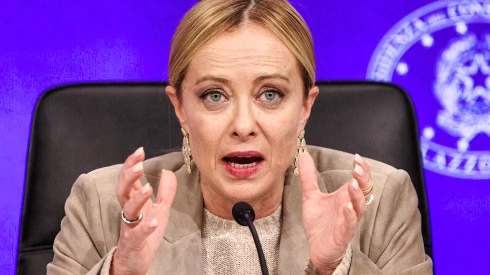 ARCHIVE - Italian Prime Minister Giorgia Meloni at a press conference. Photo: Roberto Monaldo/LaPresse/dpa