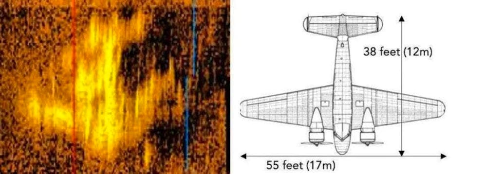 L'immagine sonar mostra una forma simile a quella dell'aereo di Amelia Earhart.