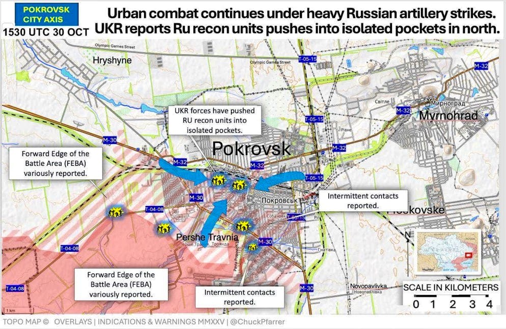 US veteran Chuck Pfarrer describes the front in Pokrovsk on X on October 30 as follows.