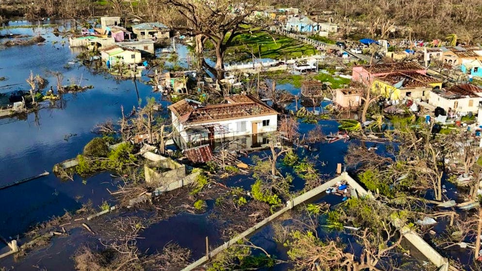 dpatopbilder - An aerial view of Black River after the passage of Hurricane Melissa. Photo: Matias Delacroix/AP/dpa/symbol image