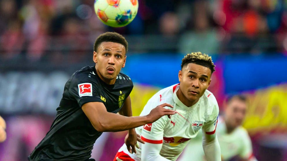 Luca Jaquez (left) and Stuttgart were beaten by RB Leipzig.