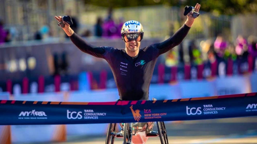 Marcel Hug is delighted with his seventh victory at the New York City Marathon.