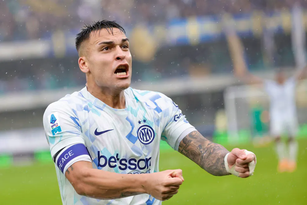 La joie de Lautaro Martinez après la victoire de l'Inter face au Hellas Vérone.
