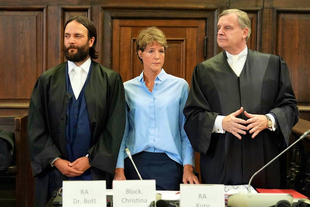 Celebrity trial over abduction of the Block children - Gallery. Christina Block is represented in court by two lawyers.