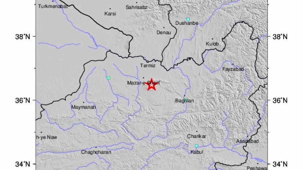 Scossa di magnitudo 6.3 nel nord dell'Afghanistan. Il sisma si è verificato a Kholm, vicino alla città di Mazar-e-Sharif, nella provincia di Balkh, a una profondità di 10 chilometri, secondo lo United States Geological Survey, il Servizio Geologico degli Stati Uniti.