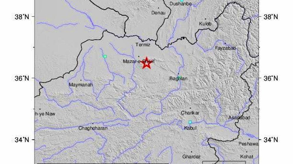 A map shows the location of the earthquake near the Afghan city of Mazar-i-Sharif.