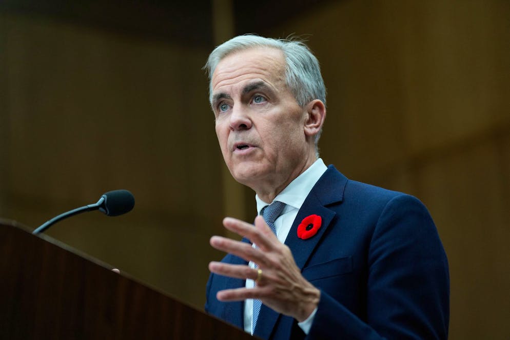 Canada's Prime Minister Mark Carney speaks during a news conference following the APEC Summit in Gyeongju, South Korea, Saturday, Nov. 1, 2025. (Adrian Wyld/The Canadian Press via AP)