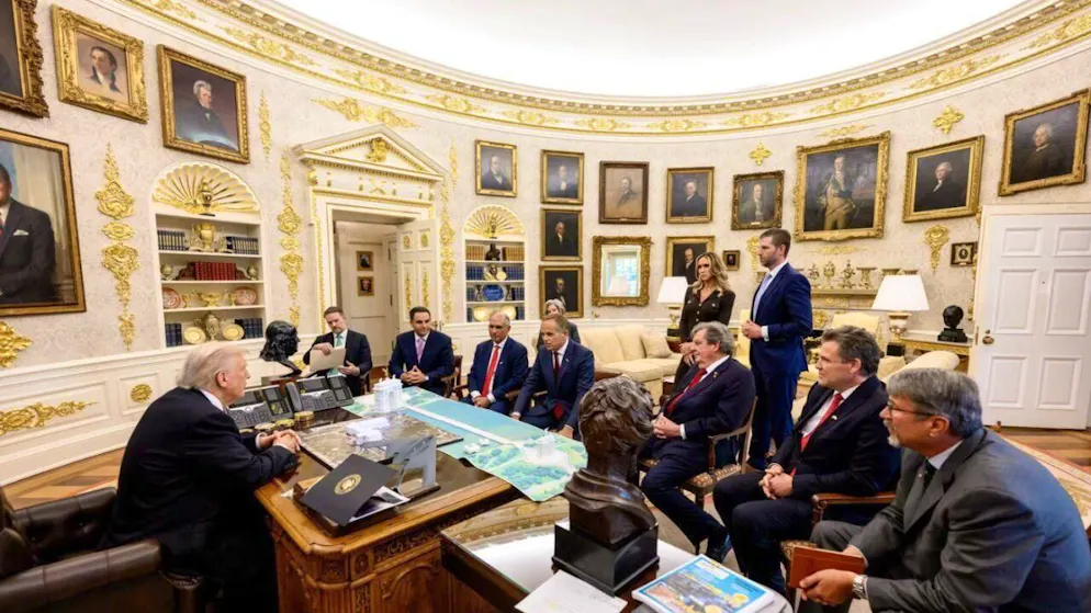 Un'immagine scattata durante l'incontro nello Studio Ovale
