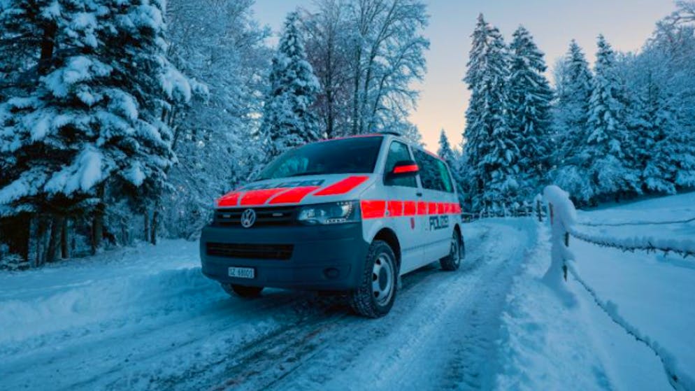 Ein Mann kommt von der Strasse ab und rammt, im Kanton Schwyz, im November 2024, zwei Pfosten. 