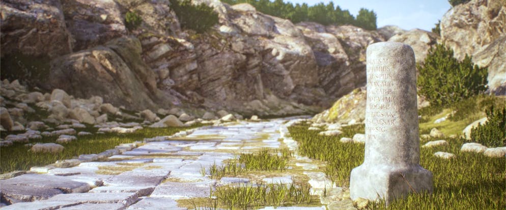 Römisches Strassennetz war weit grösser als gedacht - Gallery. Die Illustration zeigt einen Kilometerstein auf einer Bergstrasse in Kilikien, Türkei
