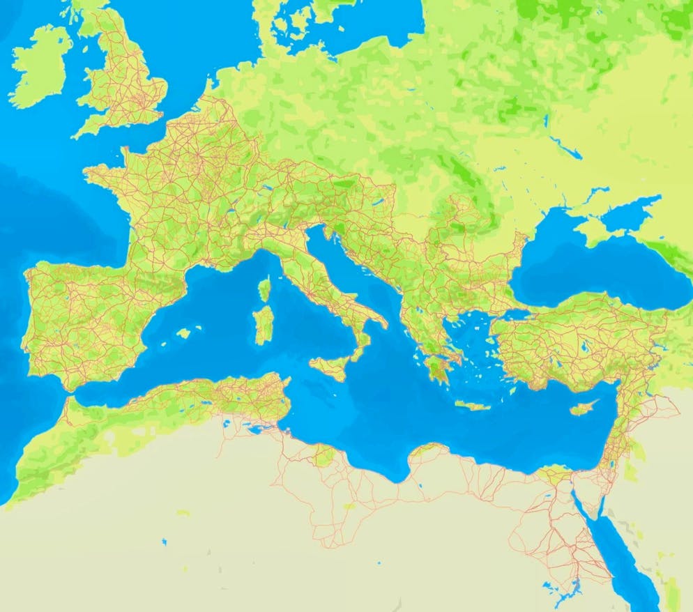 Roman road network was much larger than expected - Gallery. The map shows the extent of the road network in the Roman Empire