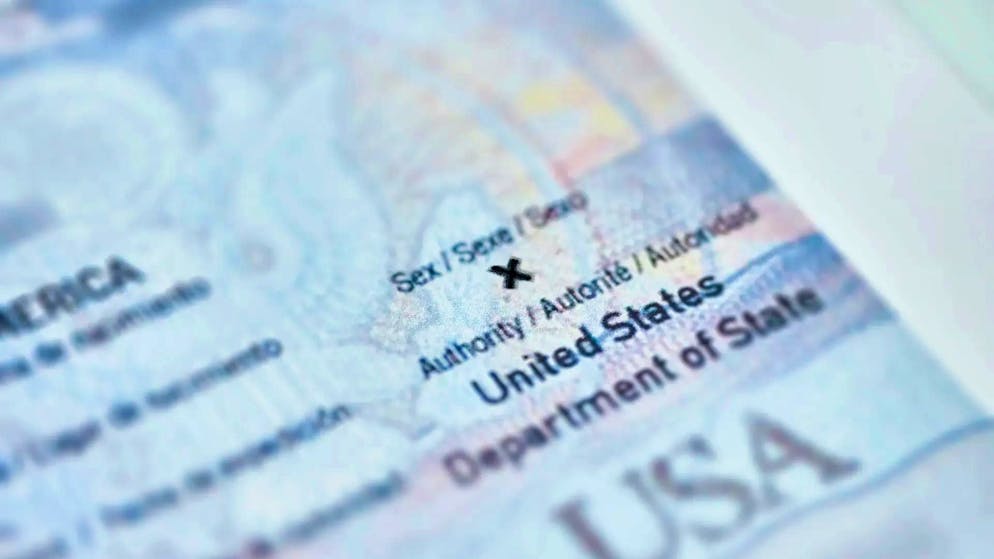 US passport with the gender option "X"