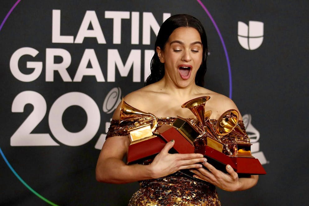 Rosalía at the 2022 Latin Grammys, taking home four awards that year.