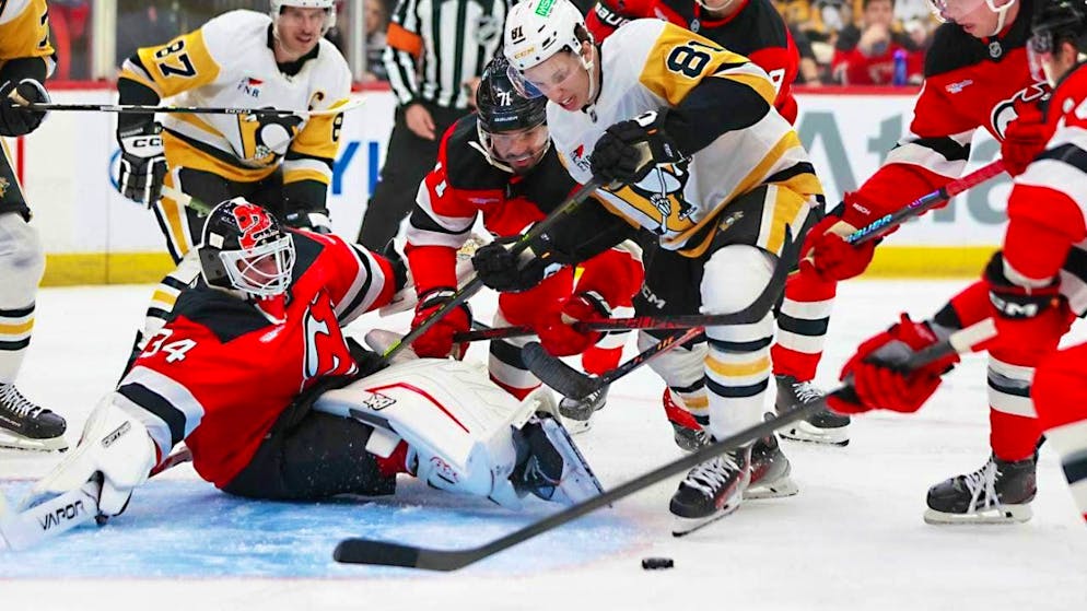 New Jersey goalie Jake Allen kept his cool in this scene as well