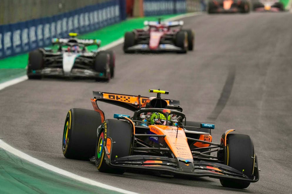 Norris races towards World Championship title - Verstappen races to catch up - Gallery. Lando Norris at the head of the field in Brazil.