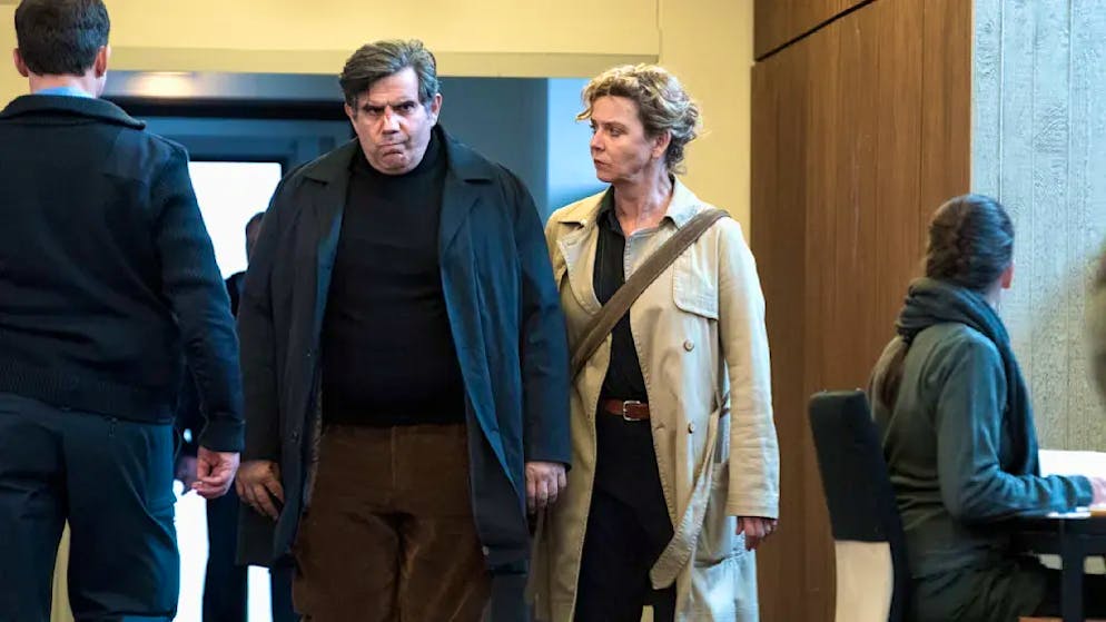 Cathomas als Polizeichef Fosco Cariddi mit Ermittlerin Margarita Broich im Frankfurter «Tatort: Unter Kriegern» aus dem Jahr 2018.