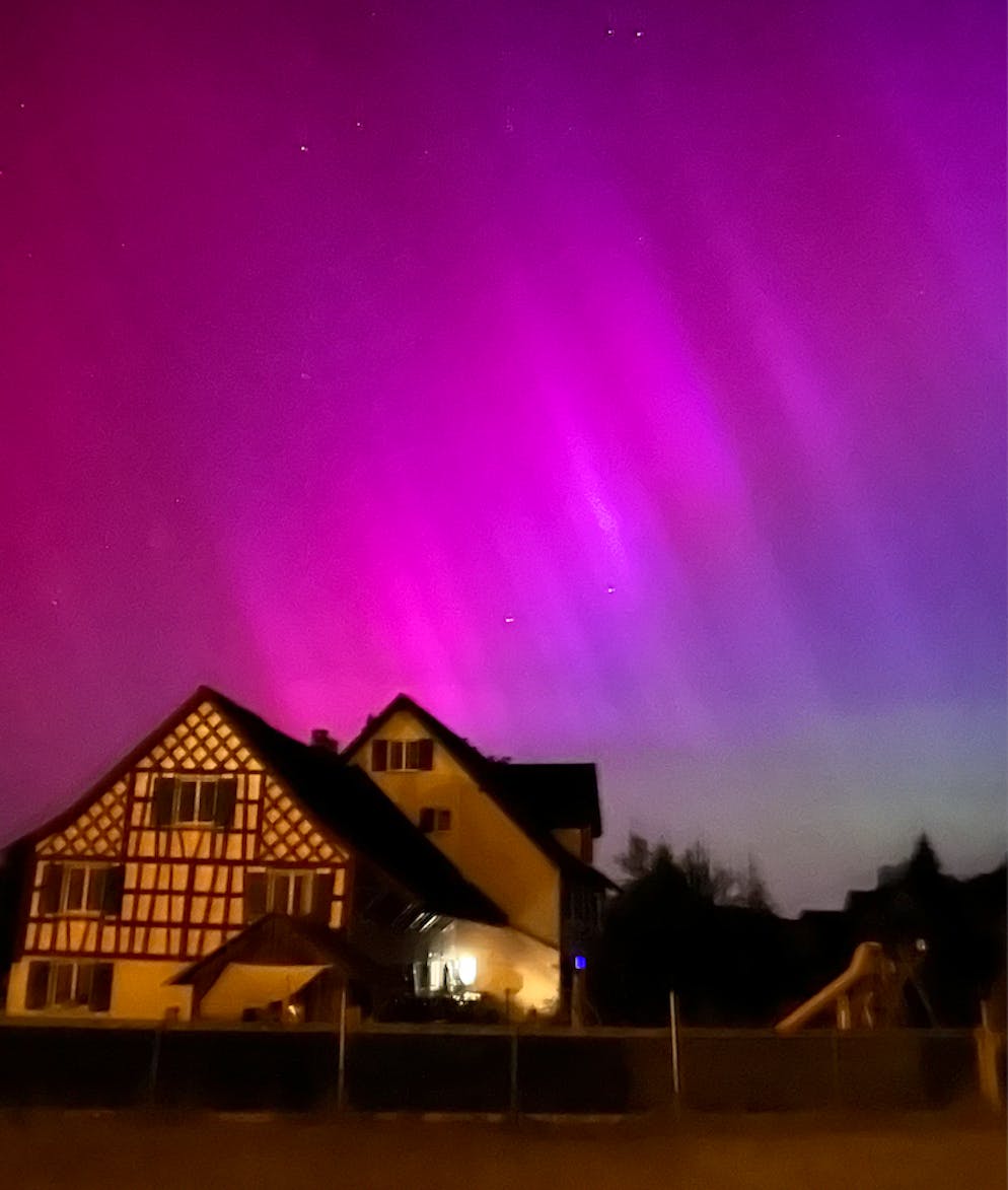 Auch in Schönenberg an der Thur TG leuchteten die Polarlichter.