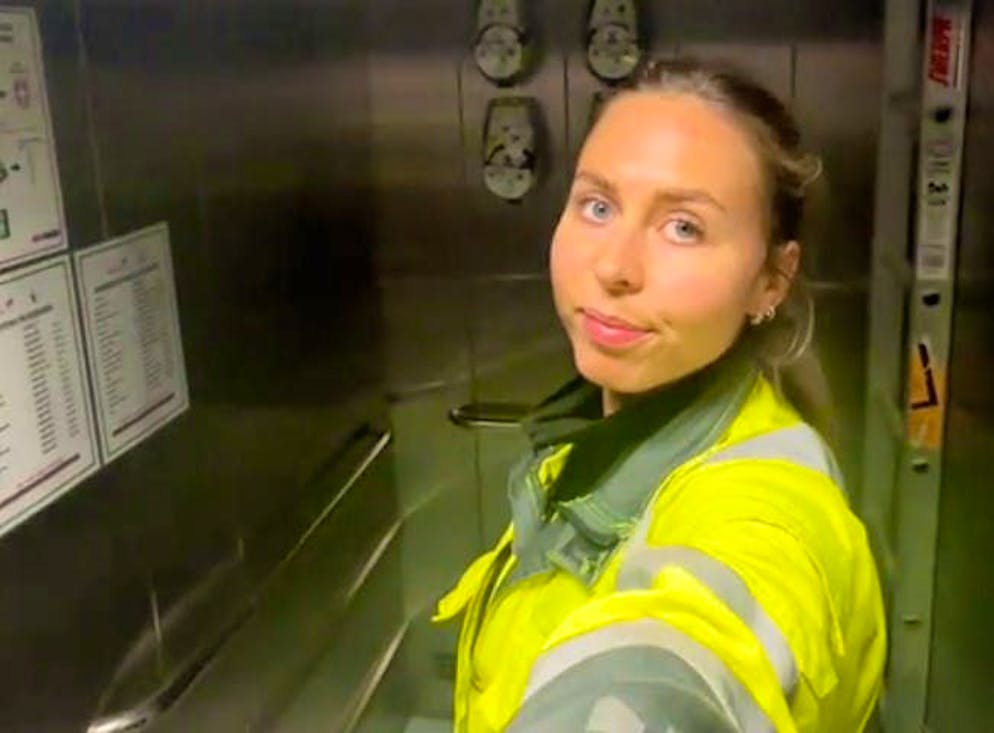 Amalie works on an oil platform. 