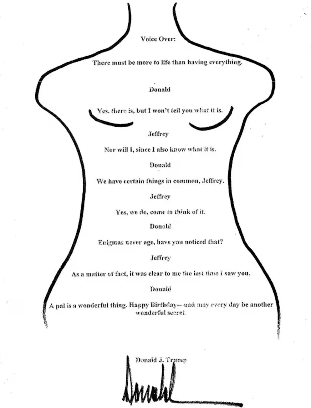 Le message d'anniversaire de Trump à Epstein à l'occasion de son 50e anniversaire.