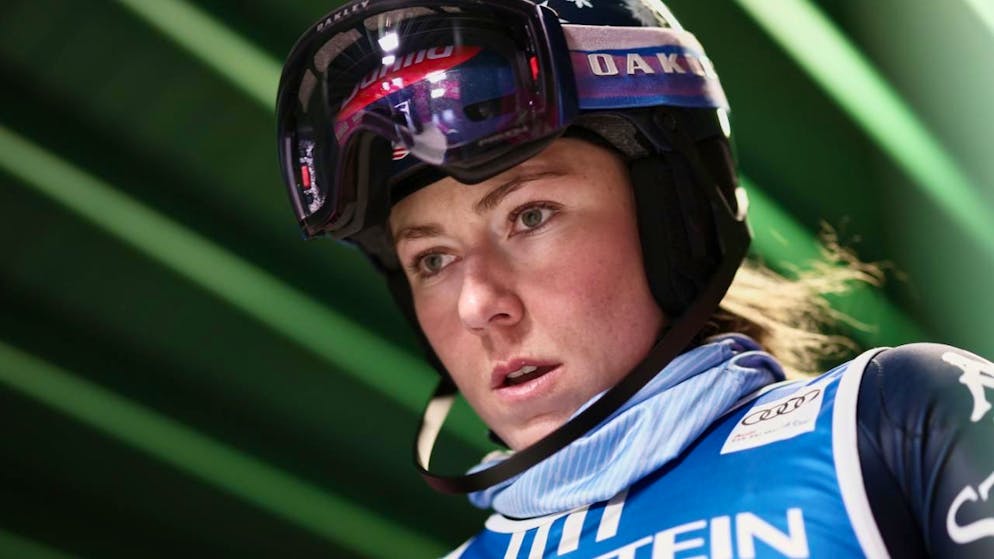 Mikaela Shiffrin konzentriert sich im Starthaus in Levi vor dem ersten Lauf