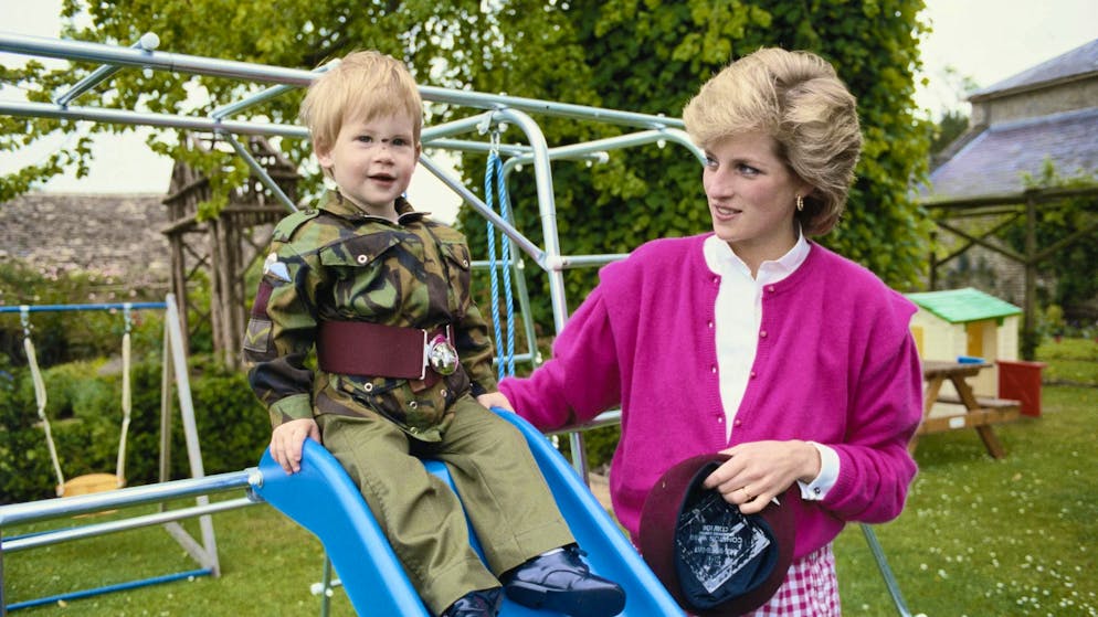Lady Diana died in an accident in Paris on August 31, 1997. The picture shows the Princess playing with her youngest son Harry.