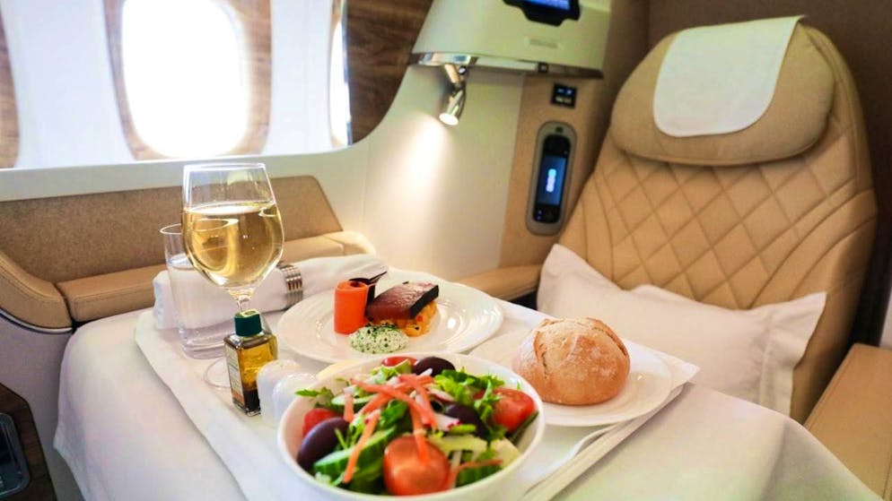 ILLUSTRATION - Is there anything to complain about with such "business class" facilities? Probably only for people who had actually booked even more luxury. Photo: Christian Charisius/dpa/dpa-tmn