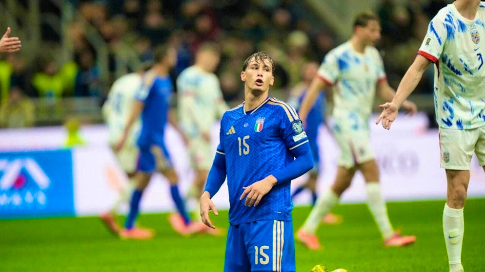 Italy's footballers (pictured with Pio Esposito) have to stand up (once again) if they want to make it to the World Cup finals