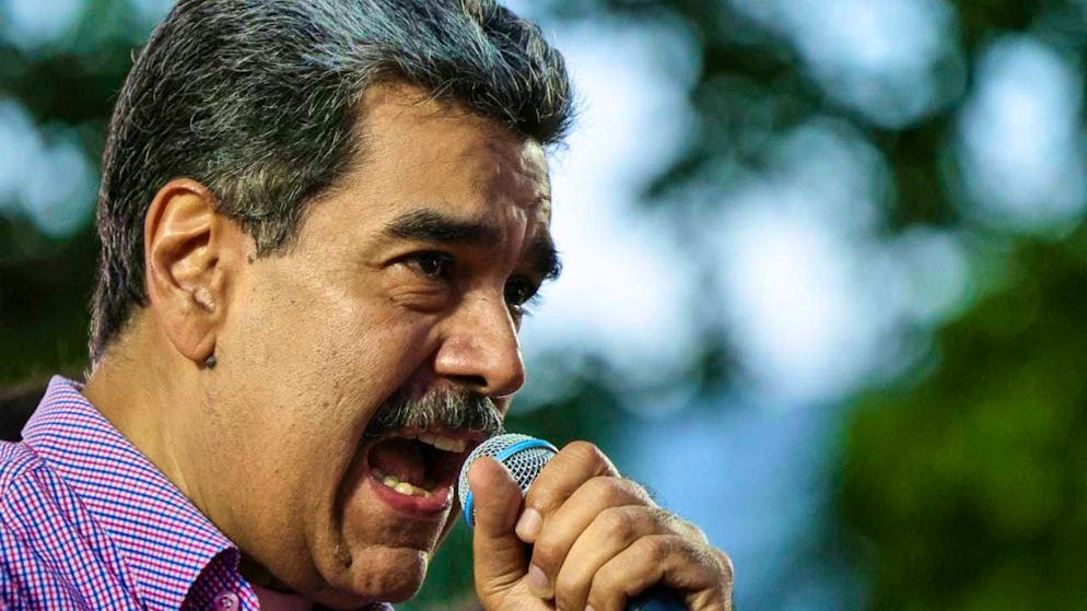 Venezuelan President Nicolás Maduro speaks during a rally. Photo: Jesus Vargas/dpa