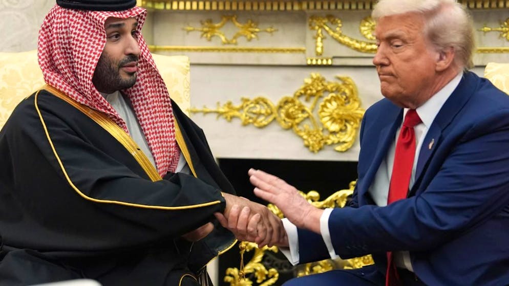 dpatopbilder - US-Präsident Donald Trump trifft den saudi-arabischen Kronprinzen Mohammed bin Salman im Oval Office des Weißen Hauses. Foto: Evan Vucci/AP/dpa
