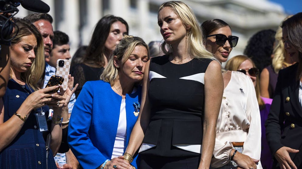 Epstein-Opfer bei einer Pressekonferenz am US-Kapitol. (3. September 2025)