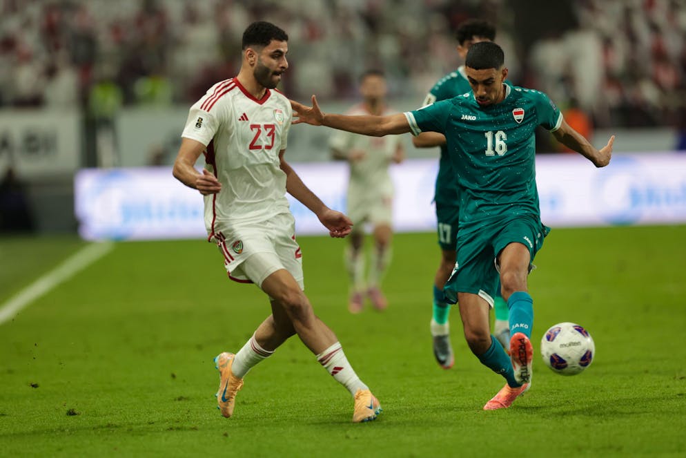 Amir Al-Ammari (à droite) a inscrit un but décisif pour l'Irak mardi.