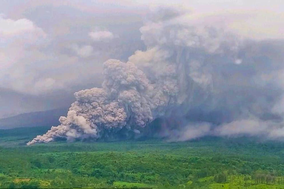 Semeru releases volcanic material.