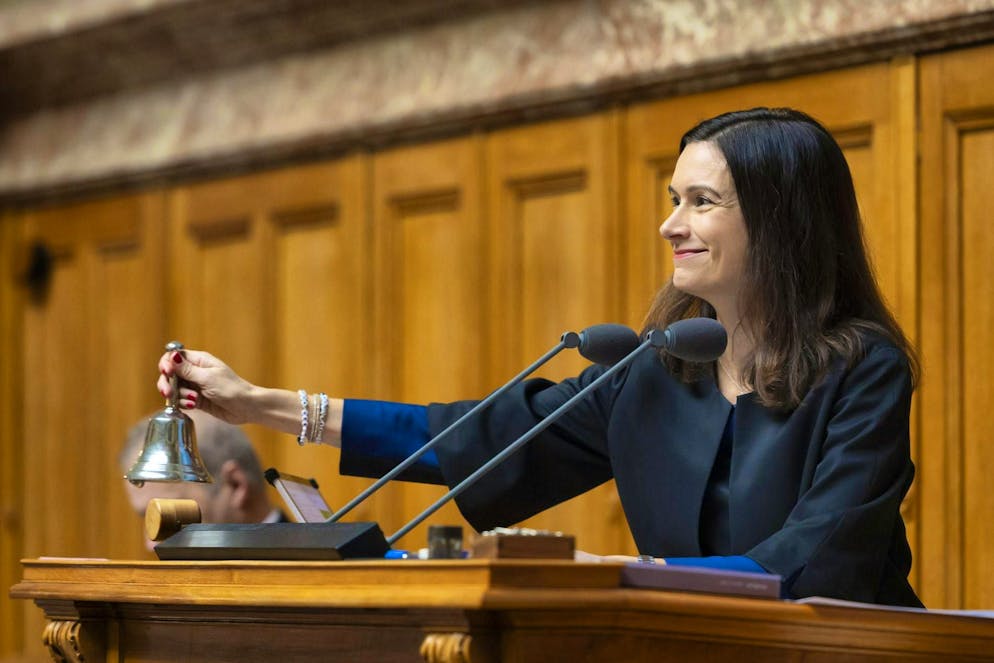 When it gets too loud for her in the National Council chamber, National Council President Maja Riniker reaches for the bell.